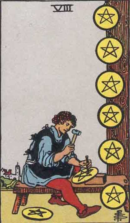 Eight of Pentacles Tarot Card