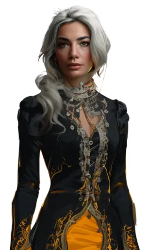 Madame Tarot - an elegant tarot reader with long silver hair